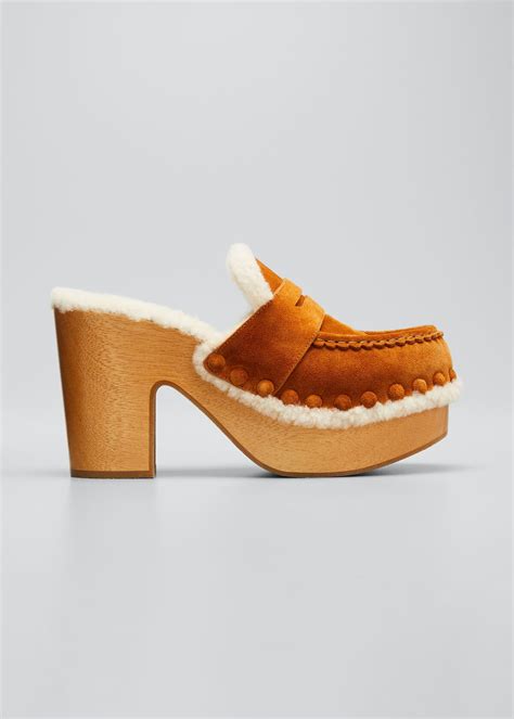 chloe joy suede clogs|Chloe Joy Suede Shearling Clogs .